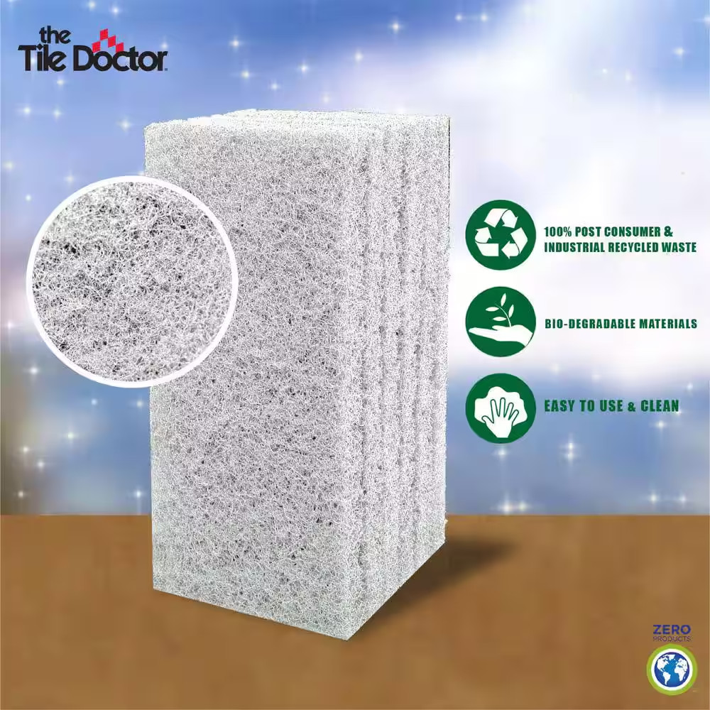 4.5 In. X 10 In. X 1 In. White Scrub Pad Light Duty (6-Pack)