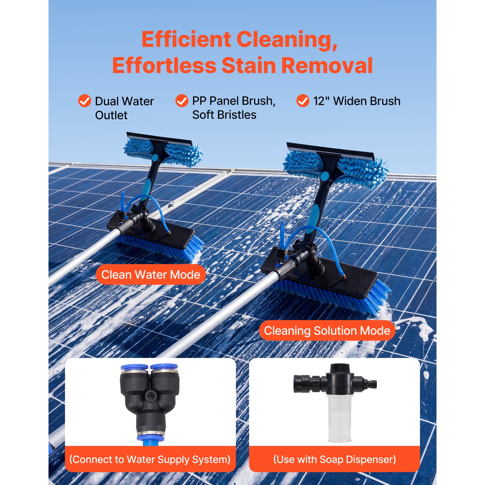 Uimoso Solar Panel Cleaning Kit with 20 ft Water Fed Pole and Brush