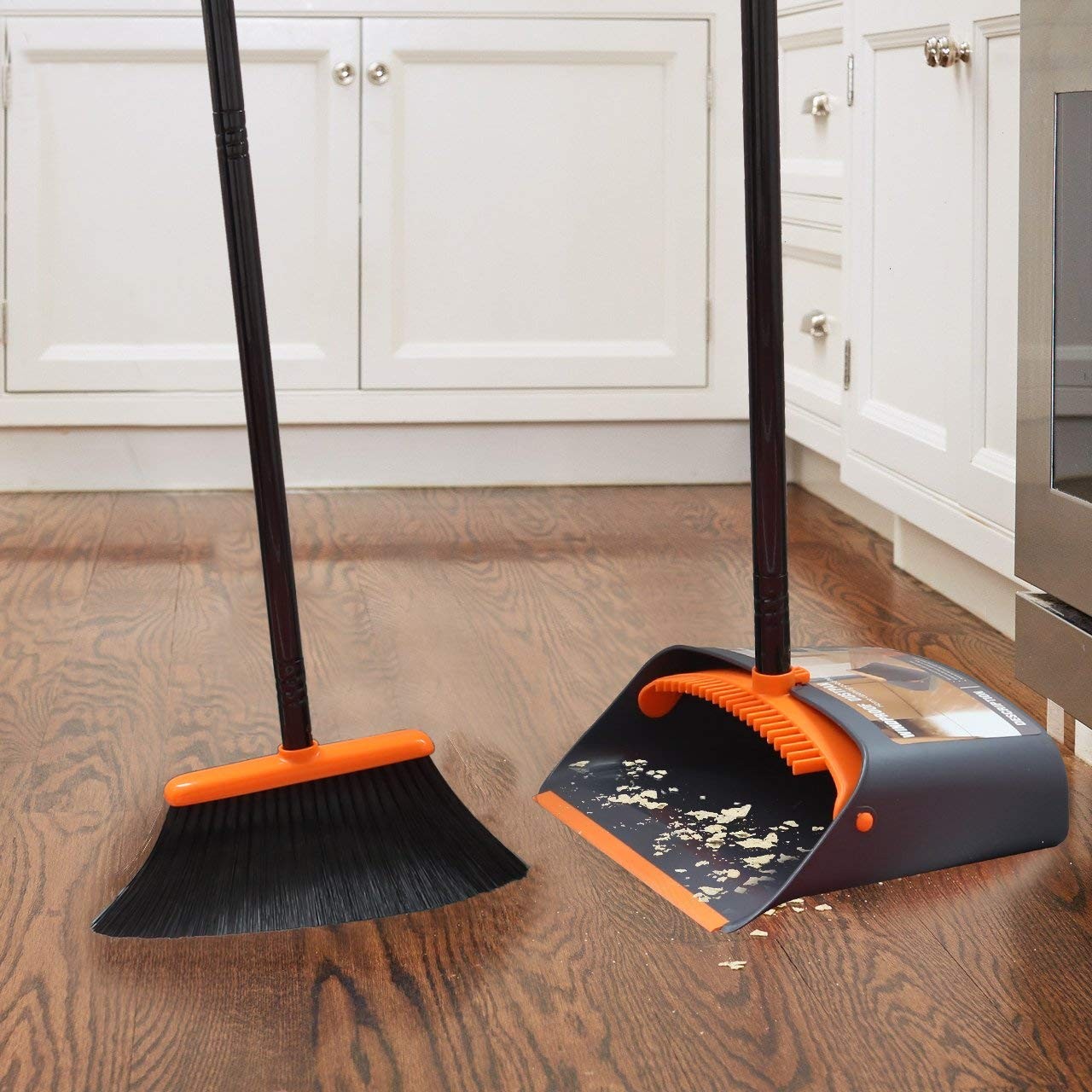 Broom and Dustpan Set with 52″ Long Handle for Home Kitchen Room Office Lobby…