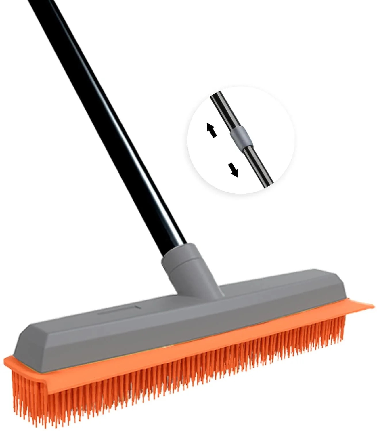 a Rubber Push Handle Broom for Hardwood Floor,Carpet Rake Pet Hair Remover Broom