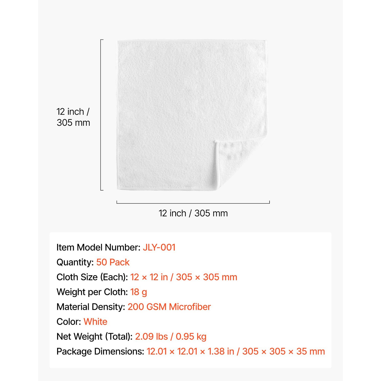 Uimoso 50 Pack White Microfiber Cleaning Cloths 12×12 in High-Quality Towels