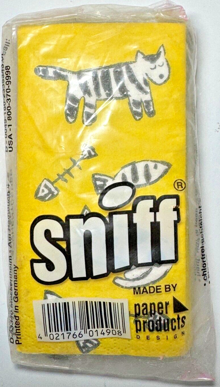 Sniff Cats Yellow Handkerchief Paper Handkerchiefs Tissue Germany Lot of 6