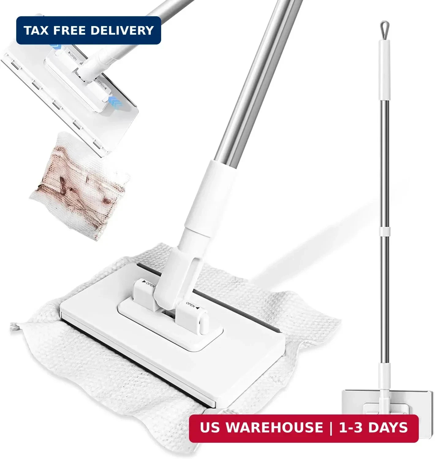 KZKR Snap Grip Mini Mop, No-Touch Disposable Lazy Mop, Easy Mopping Flat Dust Mo