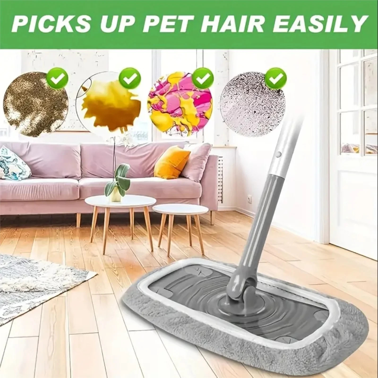 4 Reusable Mop Pads with High Water Absorption and Ultra-fine Fiber Cleaning Pad