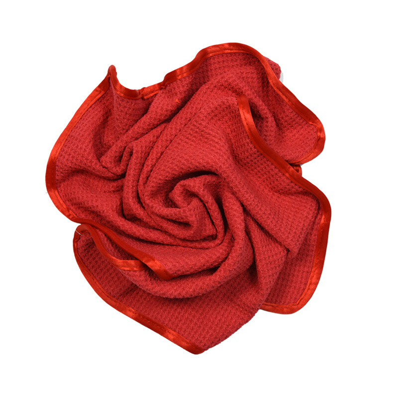 3 Pcs Waffle Weave Glass & Window Microfiber Towel, Red (24″ x 16″)