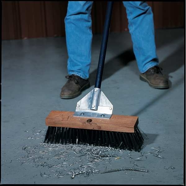 Tough Guy 3Pca7 16 In Sweep Face Push Broom, Stiff, Synthetic, Black