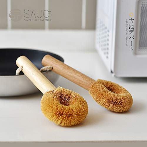 Wooden Bottle Pan Scrub Brush Natural Cleaning