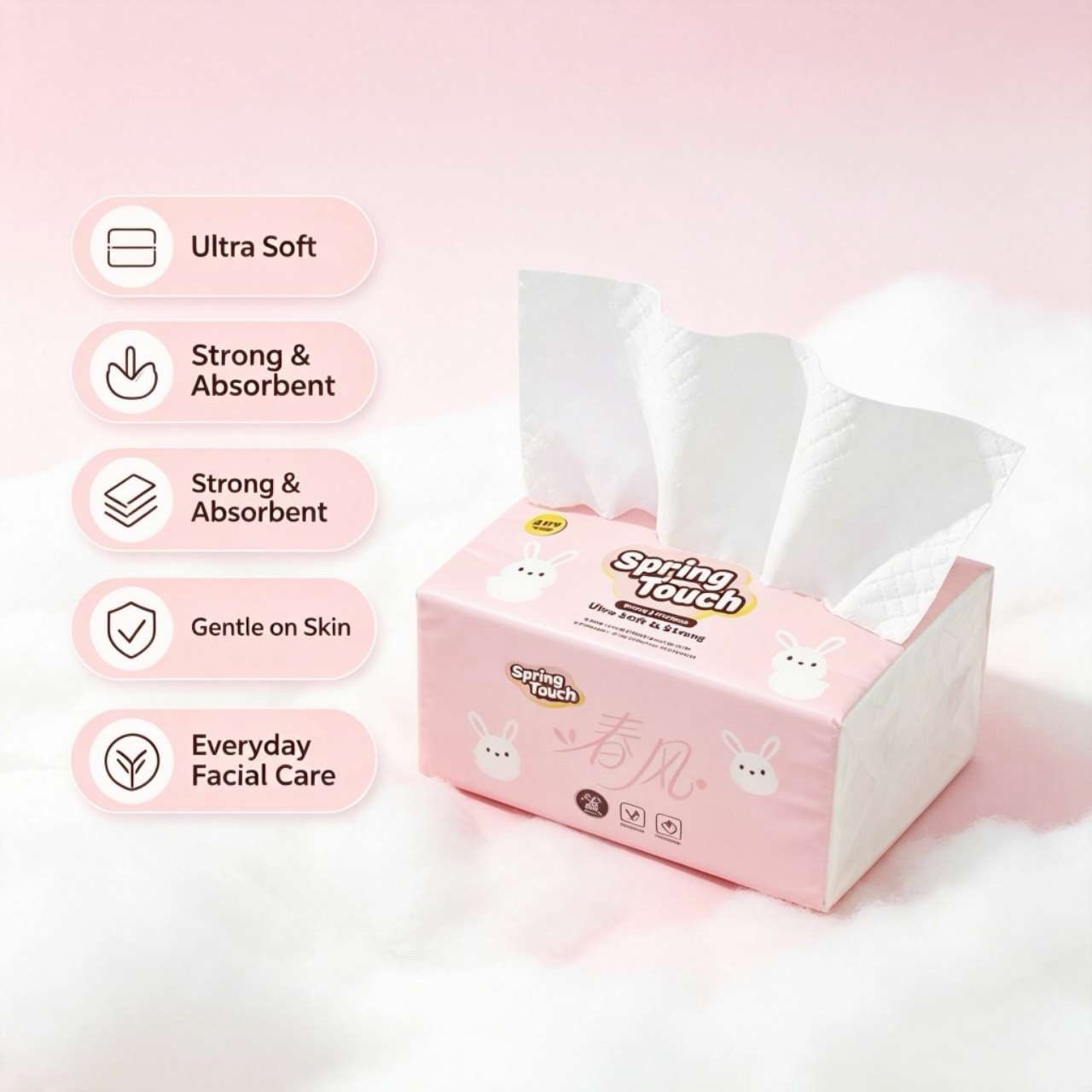 Spring Touch Ultra Soft & Strong Facial Tissue (12 packs)