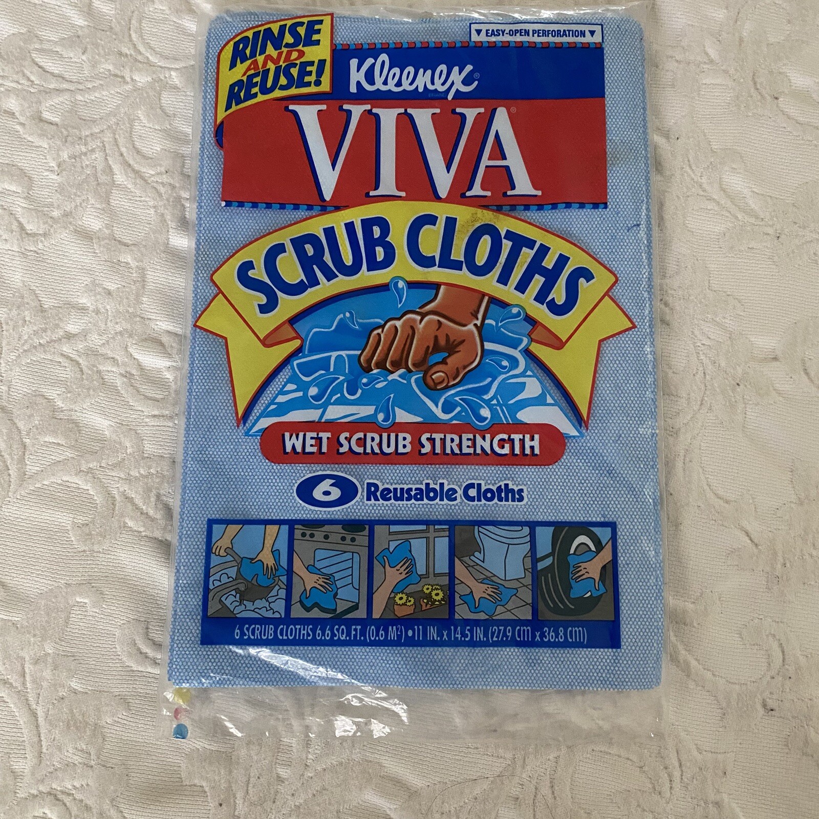 Kleenex Viva Scrub Reusable Cleaning Cloths 6 Pack Home Kitchen Auto NEW 1996