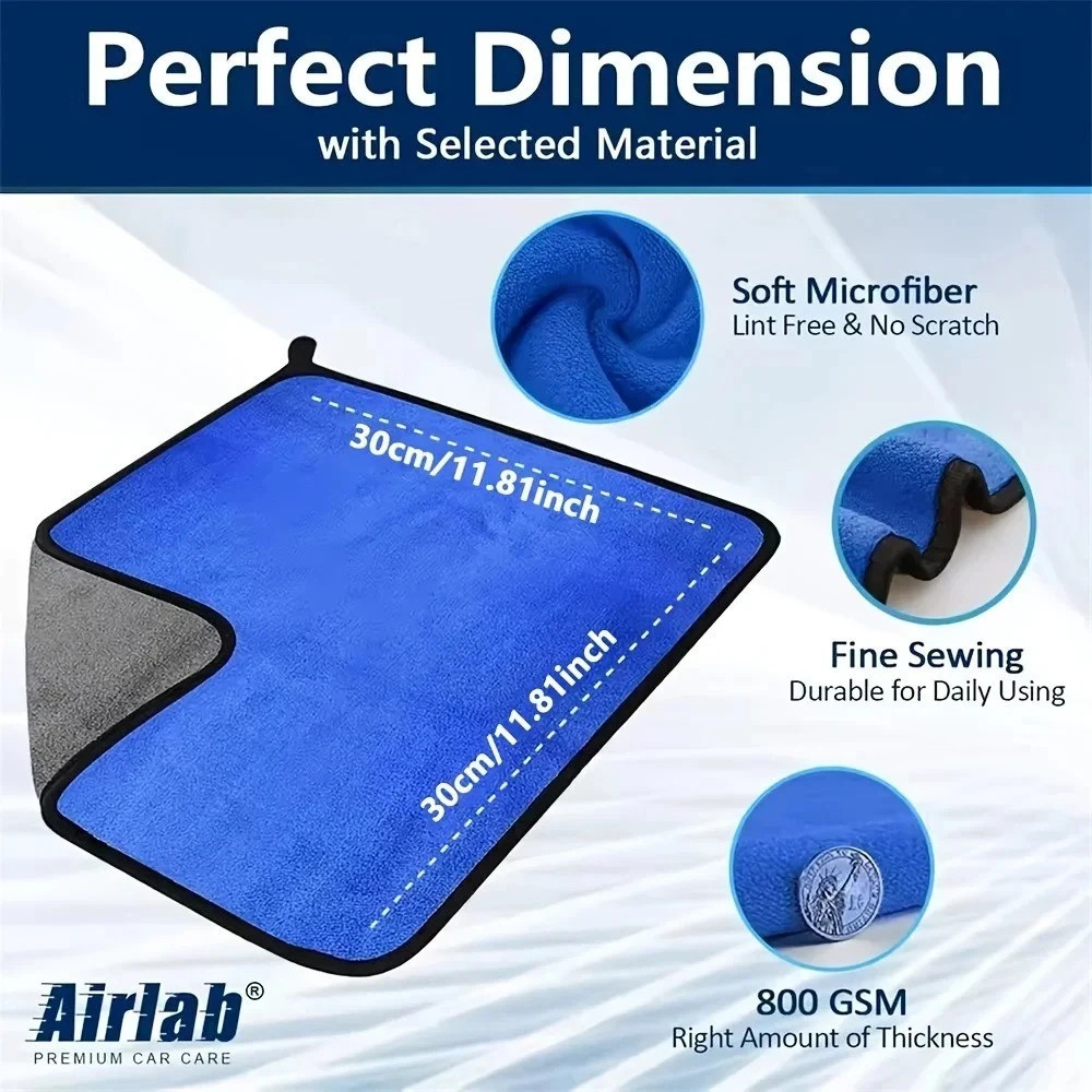 5 PCS Microfiber Car Cleaning Towels Absorbent Auto Detailing Drying Cloth