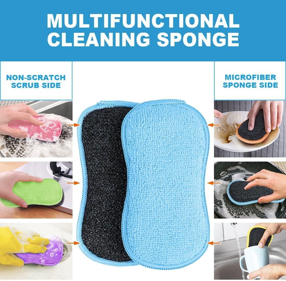 12 Pack Multi-Purpose Scrub Sponges Kitchen, Dish Sponge, Non-Scratch Microfi…
