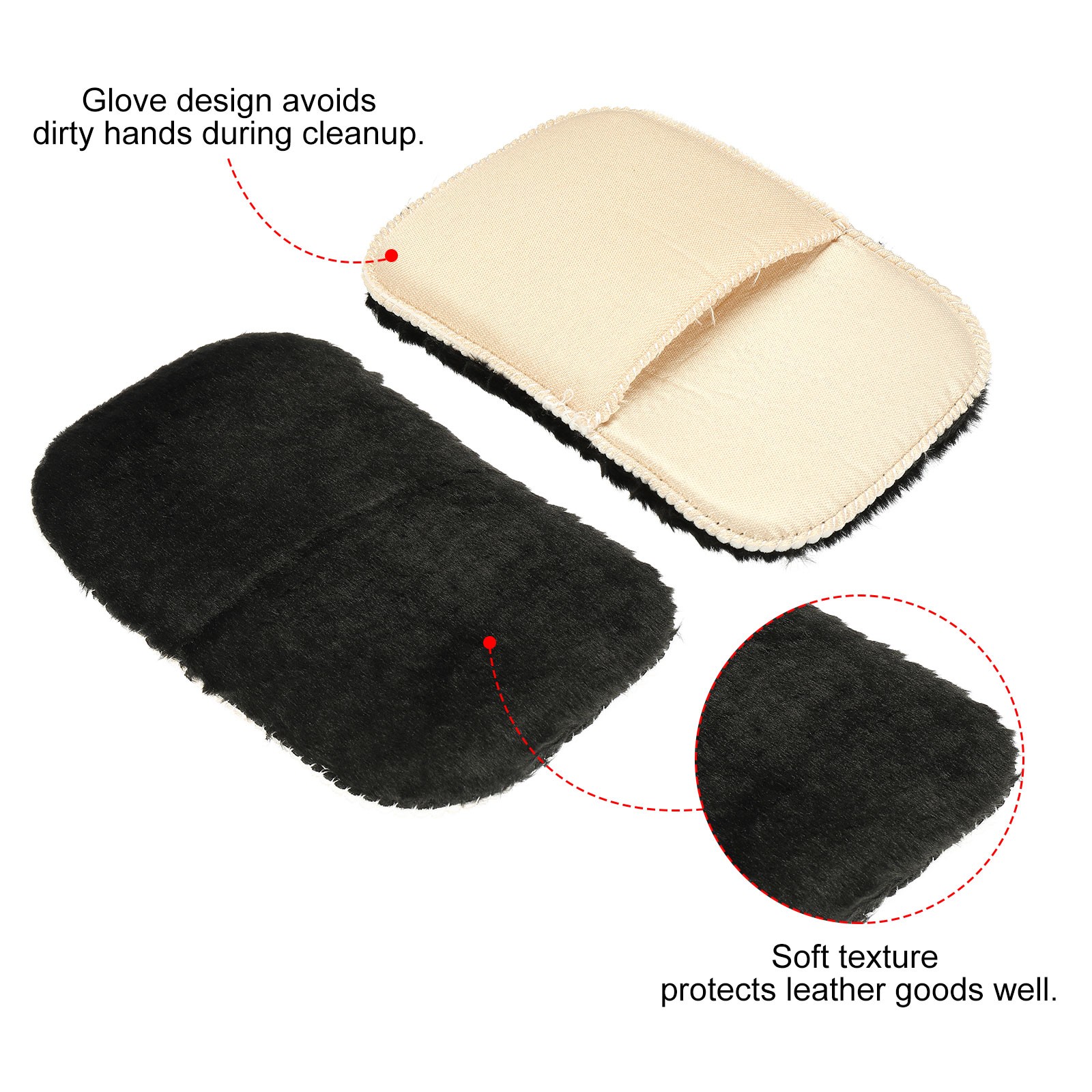 Shoes 2Pack, Polishing Gloves Cleaning Shine Cloth for Leather Boots Black