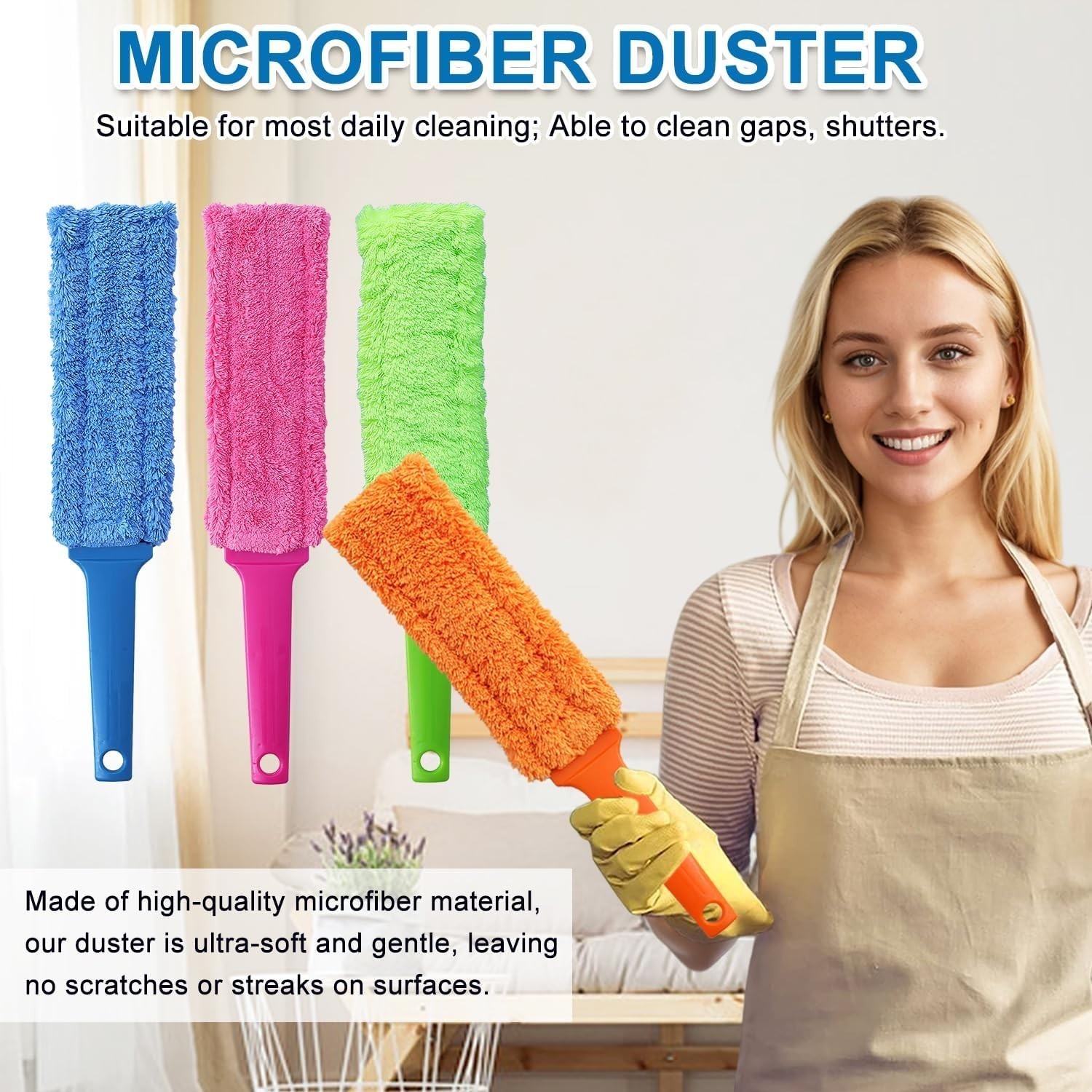 4 Pack 15 inch Reuseable Microfiber Feather Duster Blind Duster Gap Duster