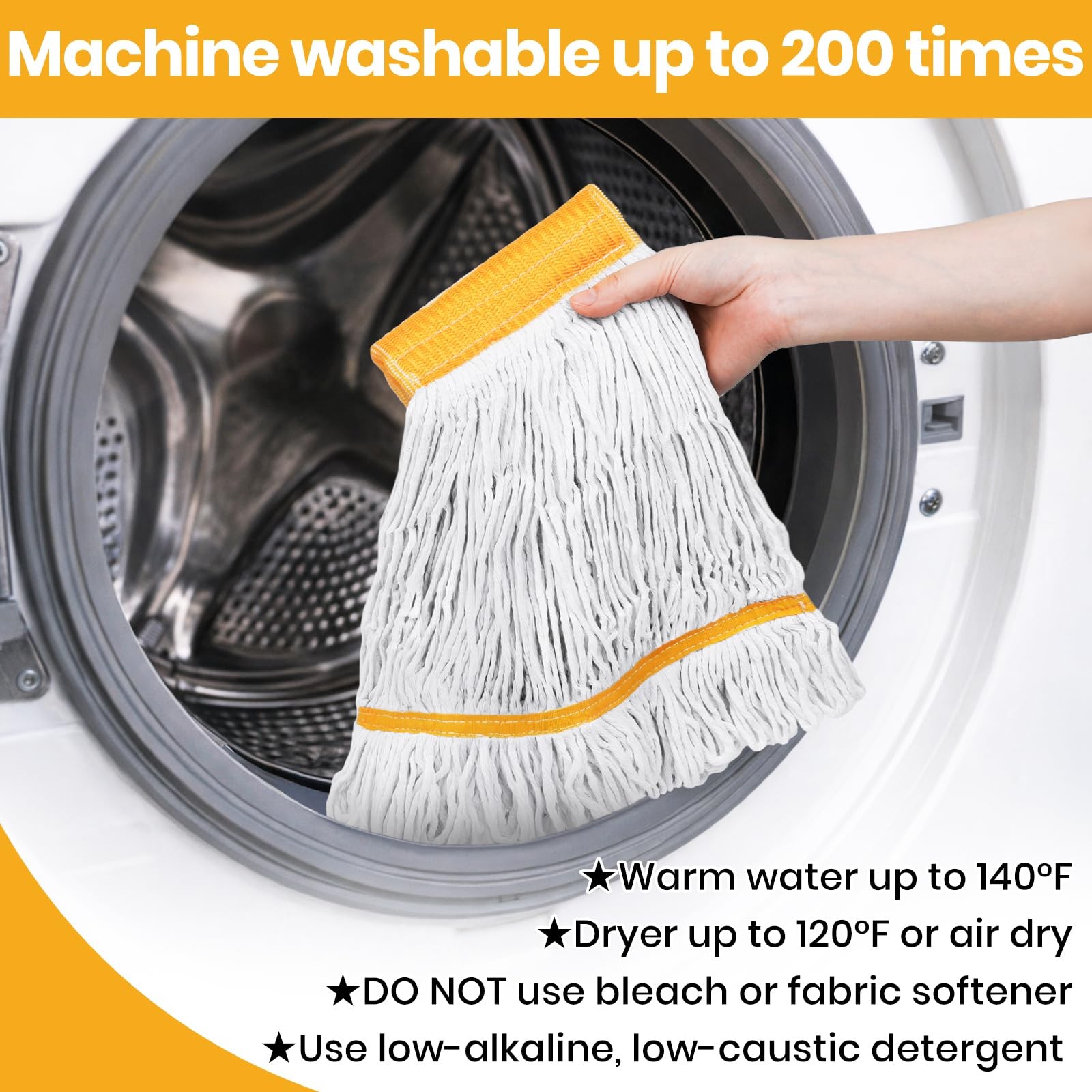 (1PK) Commercial Mop Head Replacement 16 oz, Heavy Duty Wet Industrial Mop Re…