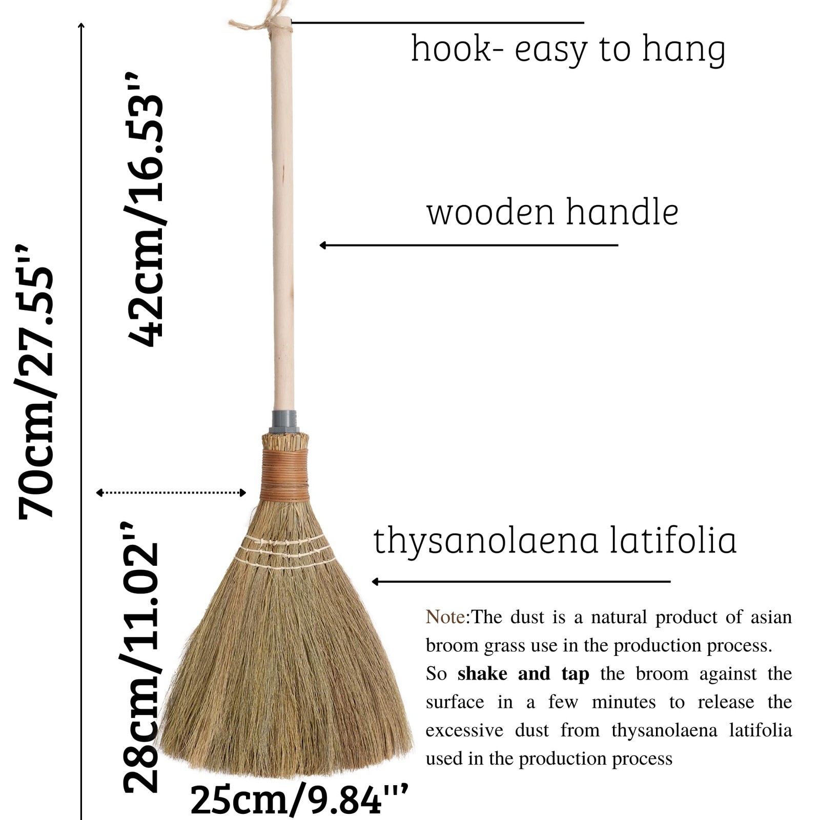 Natural Whisk Sweeping Hand Handle Broom – Vietnamese Straw Soft