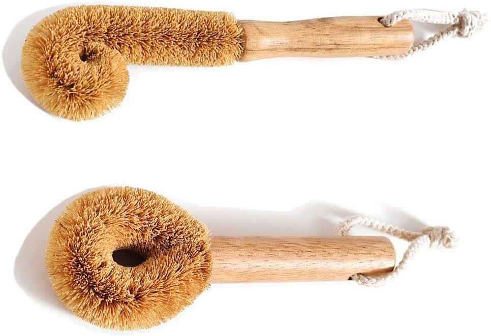 Wooden Bottle Pan Scrub Brush Natural Cleaning