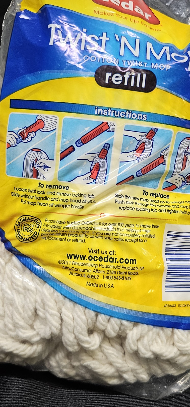 O Cedar Twist ‘N Mop Cotton Twist Mop Refill New In Package Cotton Blend Mop