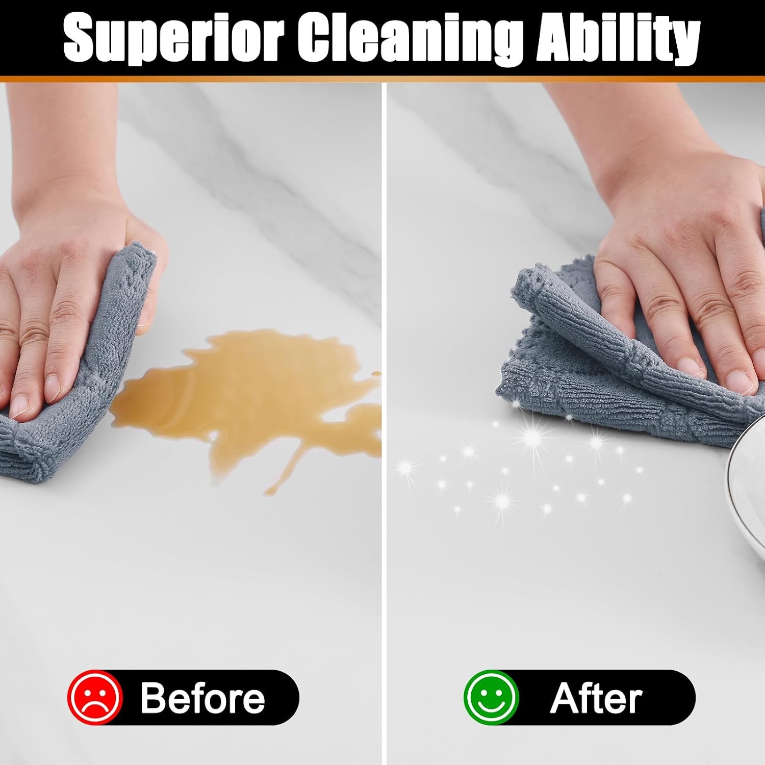 12 Pack Soft and Absorbent Kitchen Cloths, Dark Grey & White | Super Soft and