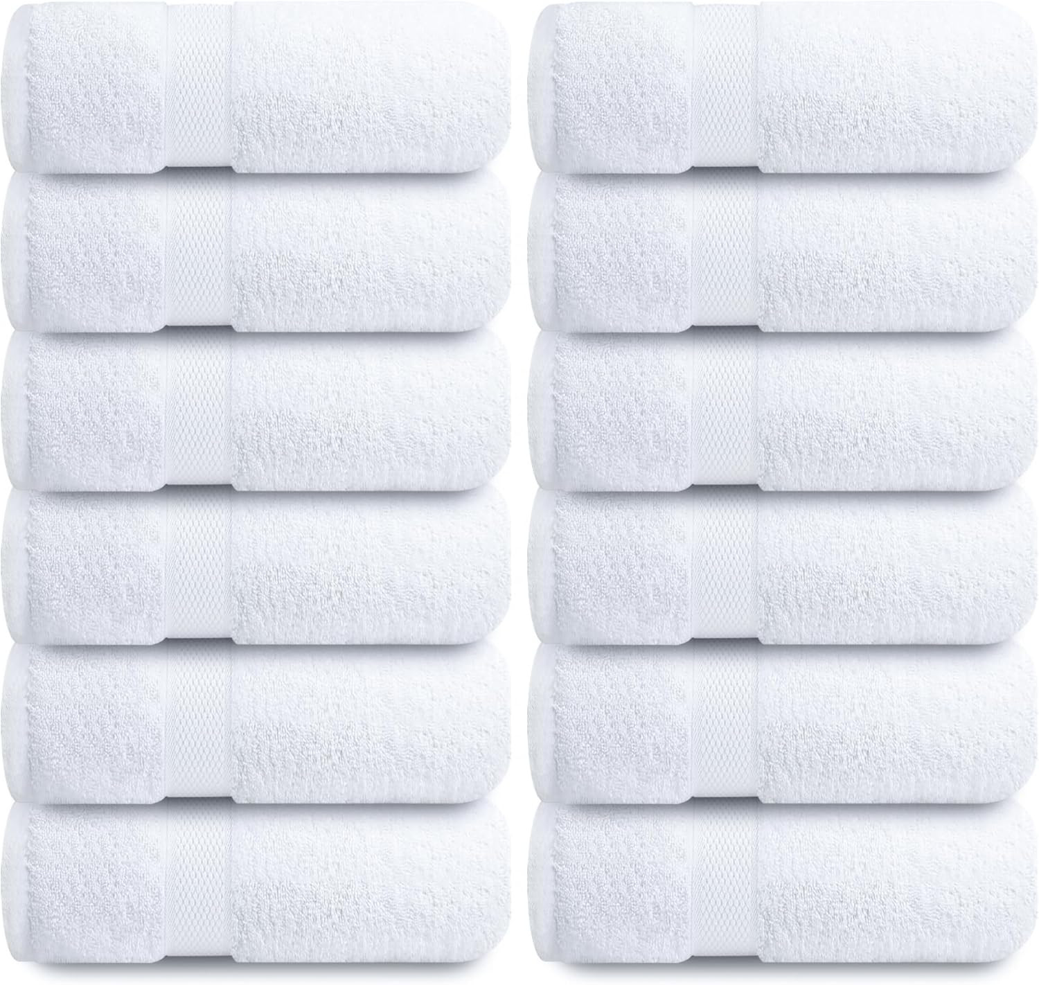 Infinitee Xclusives 100% Cotton Luxury Wash Cloths – Pack of 12, Brilliant White