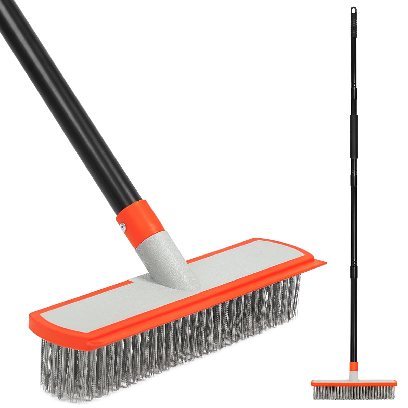 MAVRIZ Stainless Steel Concrete Brush with Long Handle – Heavy Duty Deck Brus.