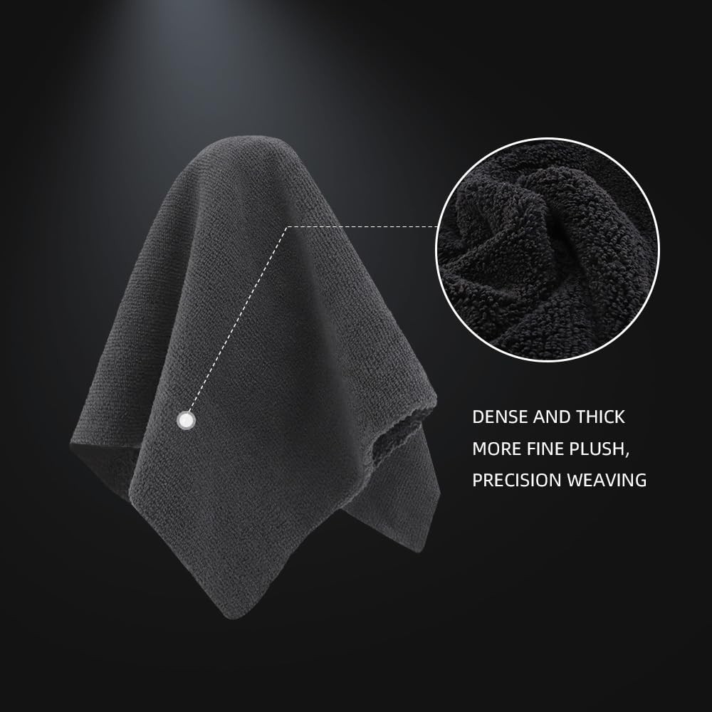 HeavyDuty Microfiber Cleaning Towels 16×16 Inch 350GSM 12 Pcs Grey for Car Wash