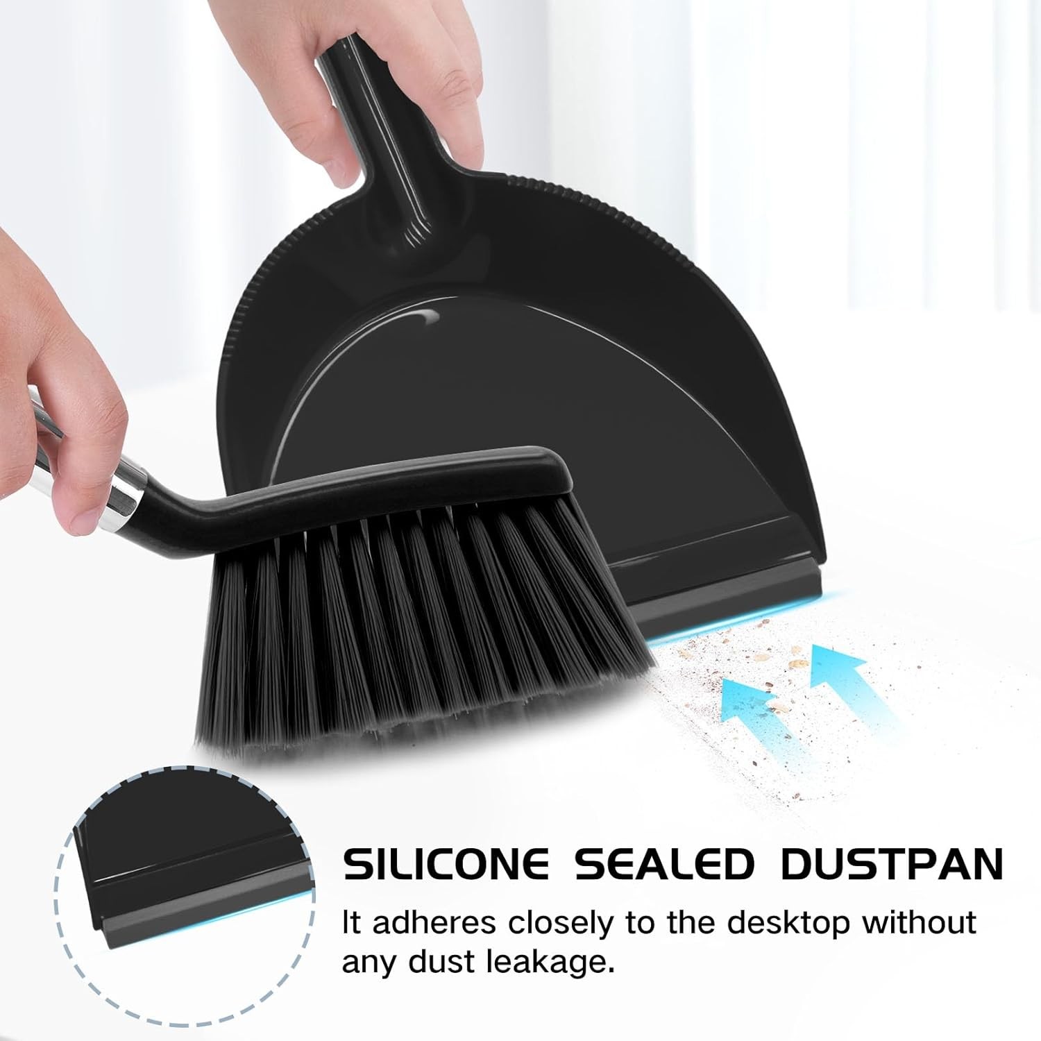 Mini Broom and Dustpan Set, Small Dust Pan and Brush Set with Handle Dustpan