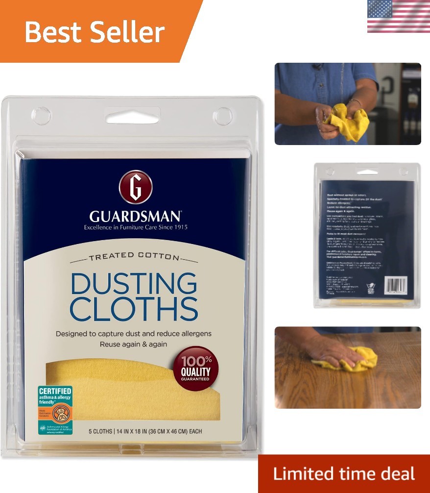 5 Soft Cotton Dusting Cloths: Specially Treated for Effortless Cleaning