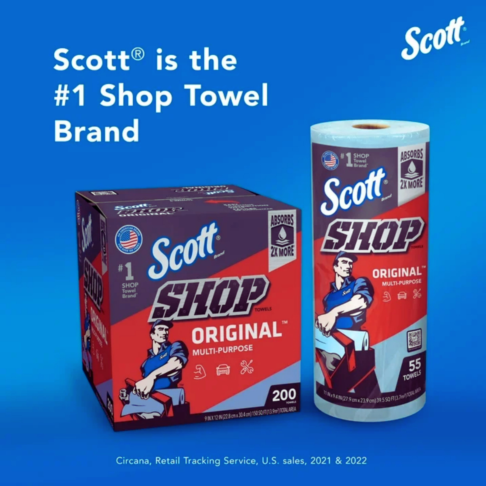 Scott Shop Towels (6 Rolls) – Original Blue Multi-Purpose Heavy Duty Paper Towel