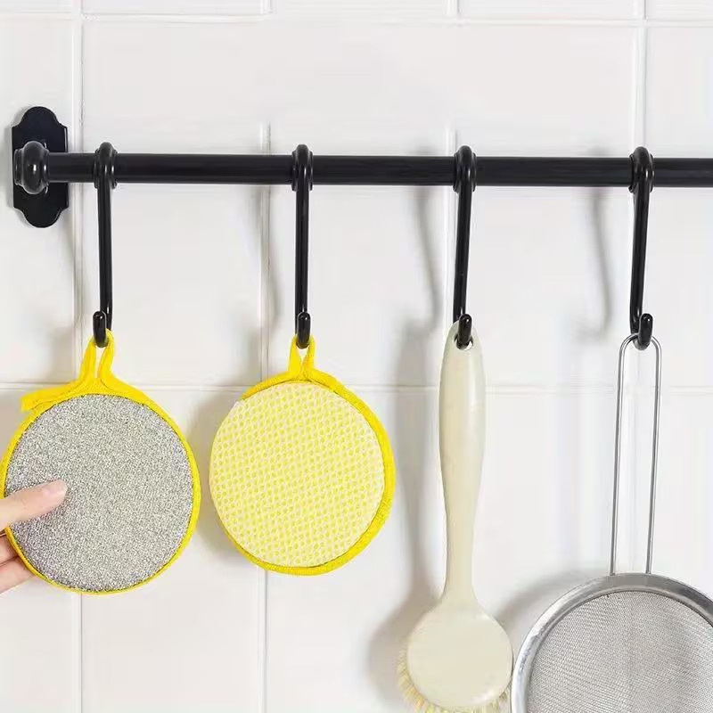 10× Reusable Double-Sided Dishwashing Microfiber Sponge Kitchen Cleaning Pads US