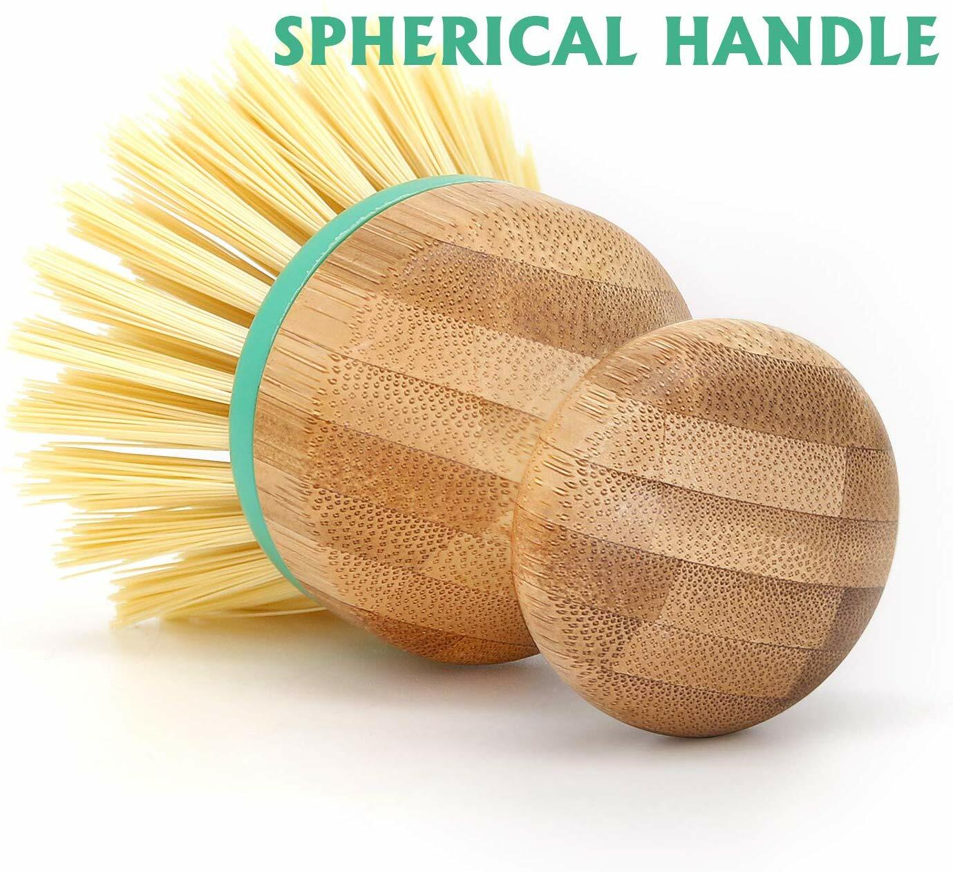 3 Piece Bamboo Dish Scrub Kitchen Cleaning Brush Scrubber Household Bathroom Use