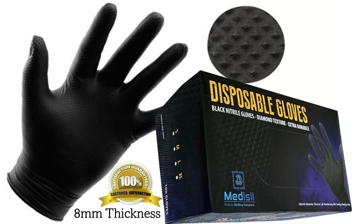 Mechanical HD Disposable Nitrile Gloves 8mm Powder Free & Latex Free (100pack)