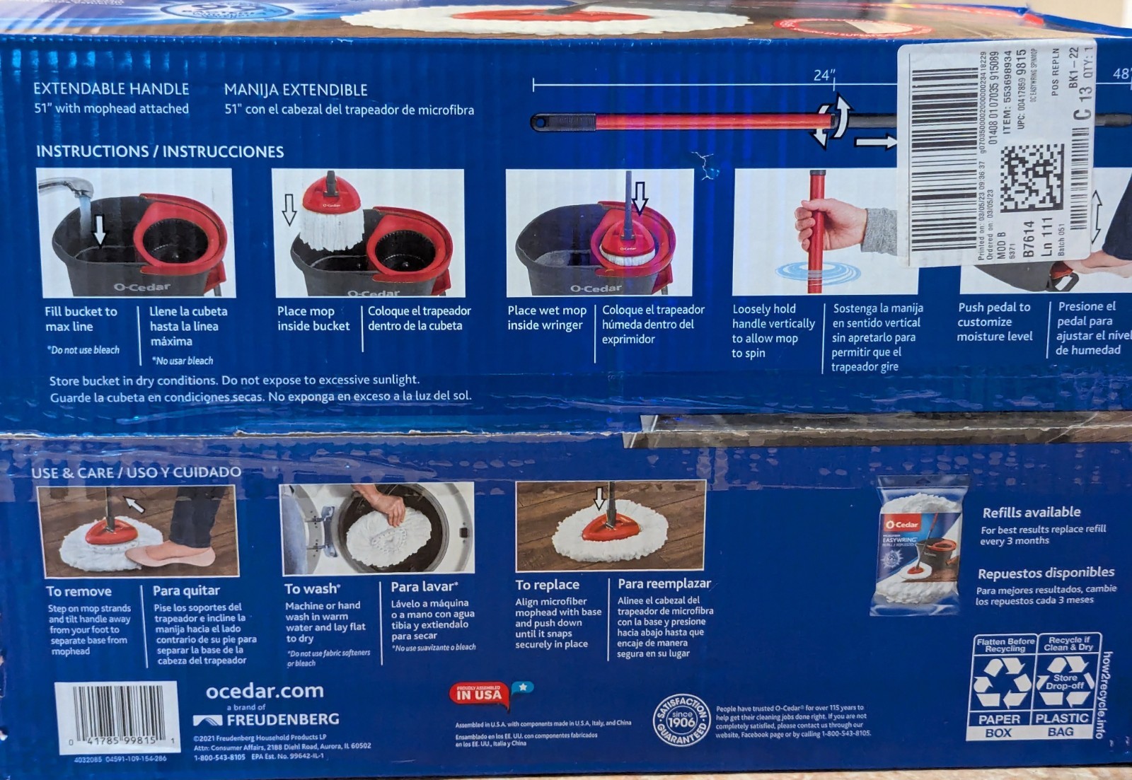 O-Cedar EasyWring Spin Mop & Bucket System, Microfiber, Extendable Metal Handle