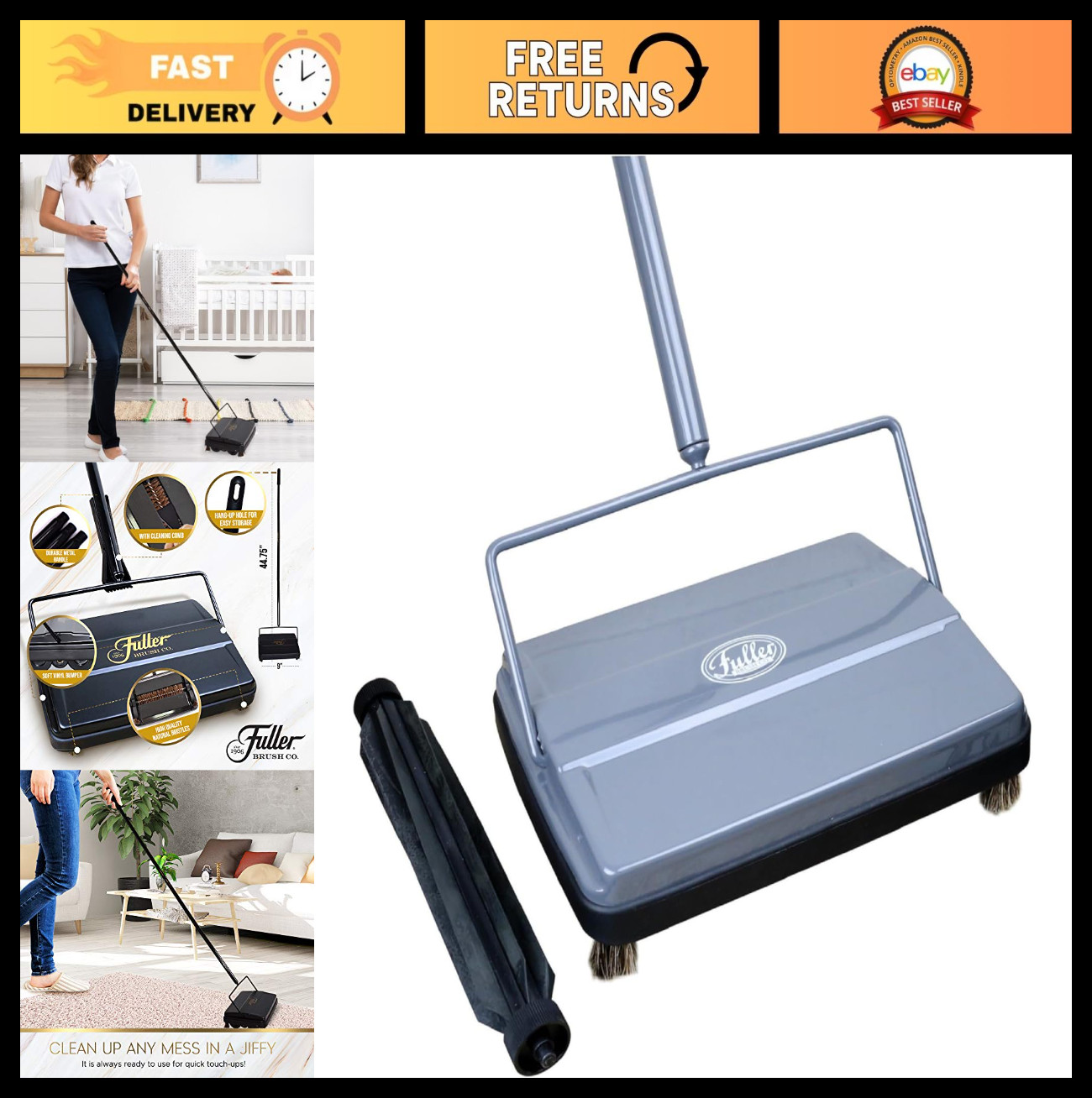 Electrostatic Carpet & Floor Sweeper – 9″ Cleaning Path, Lightweight, Ideal for