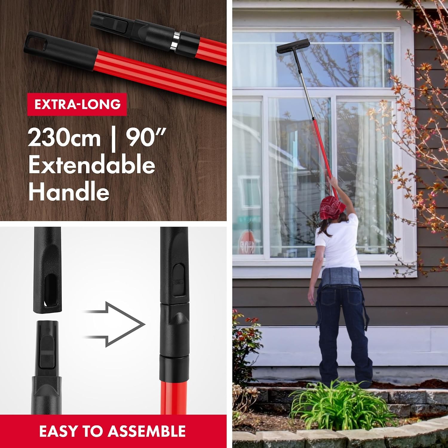 Tyroler 2-in-1 High Window Cleaner Tool with 4.5 to 7.5 ft Extendable Handle |
