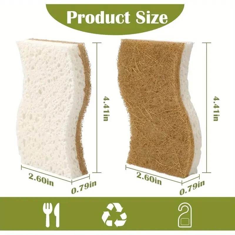 1-12pcs Kitchen Sponge Natural Biodegradable Eco Friendly Sponges for Kitchen