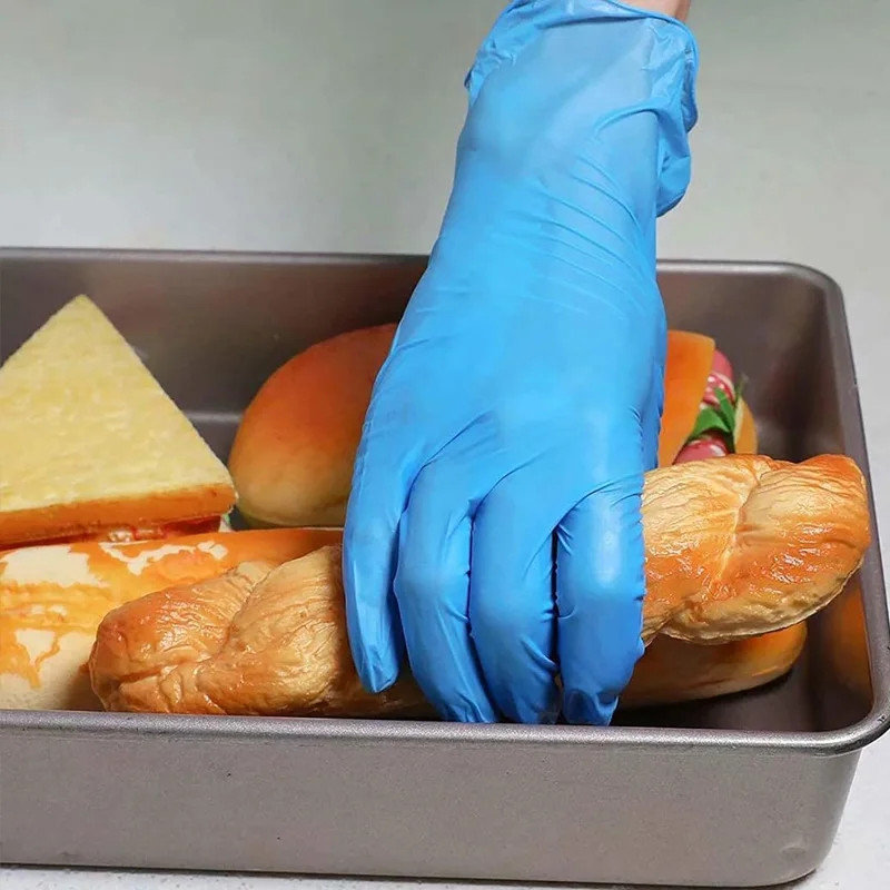 100 PCS Nitrile Kitchen Gloves, Size M, Durable & Puncture Resistant. 21x11cm, f