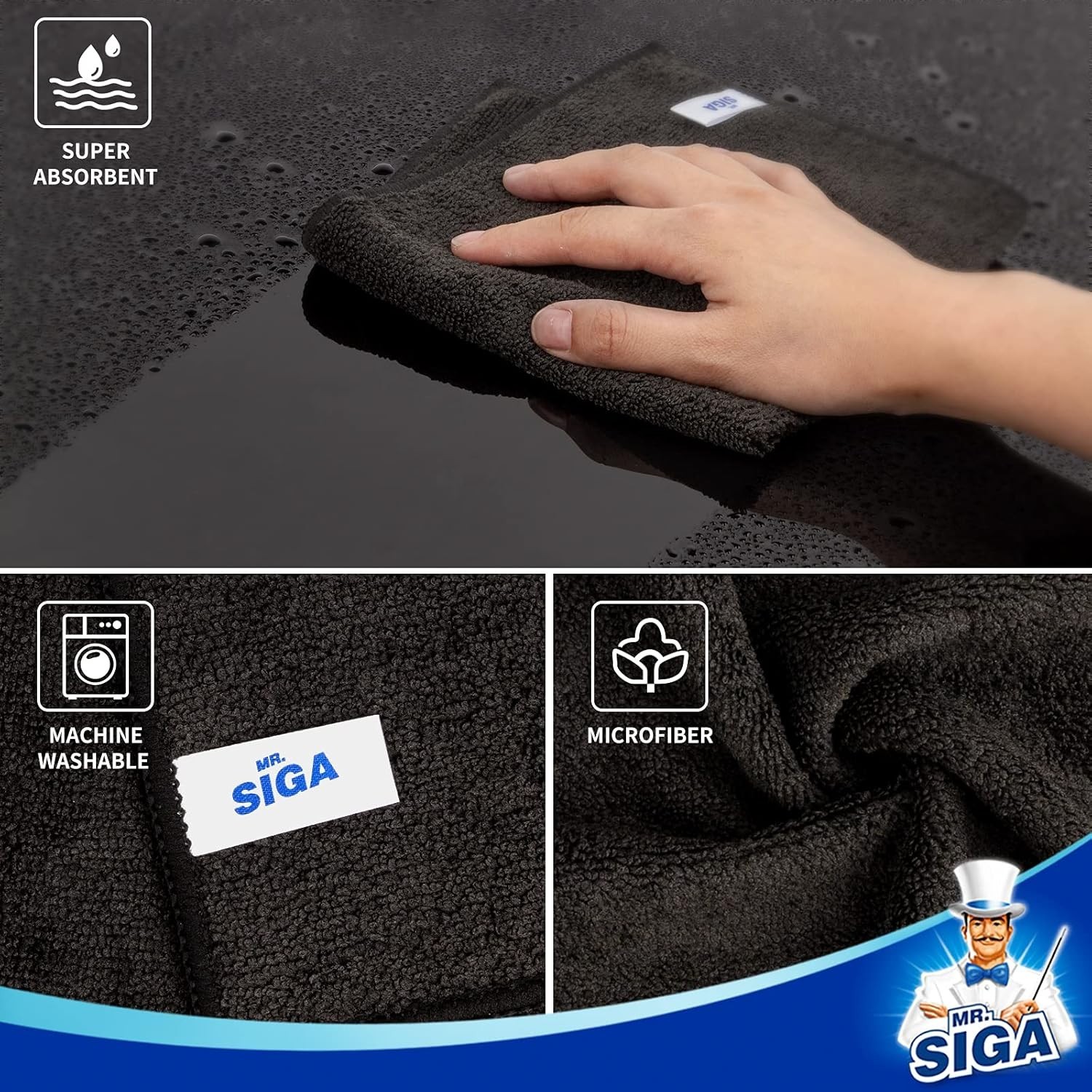 MR.SIGA Microfiber Cleaning Cloth, All-Purpose Microfiber Towels, Streak Free Cl