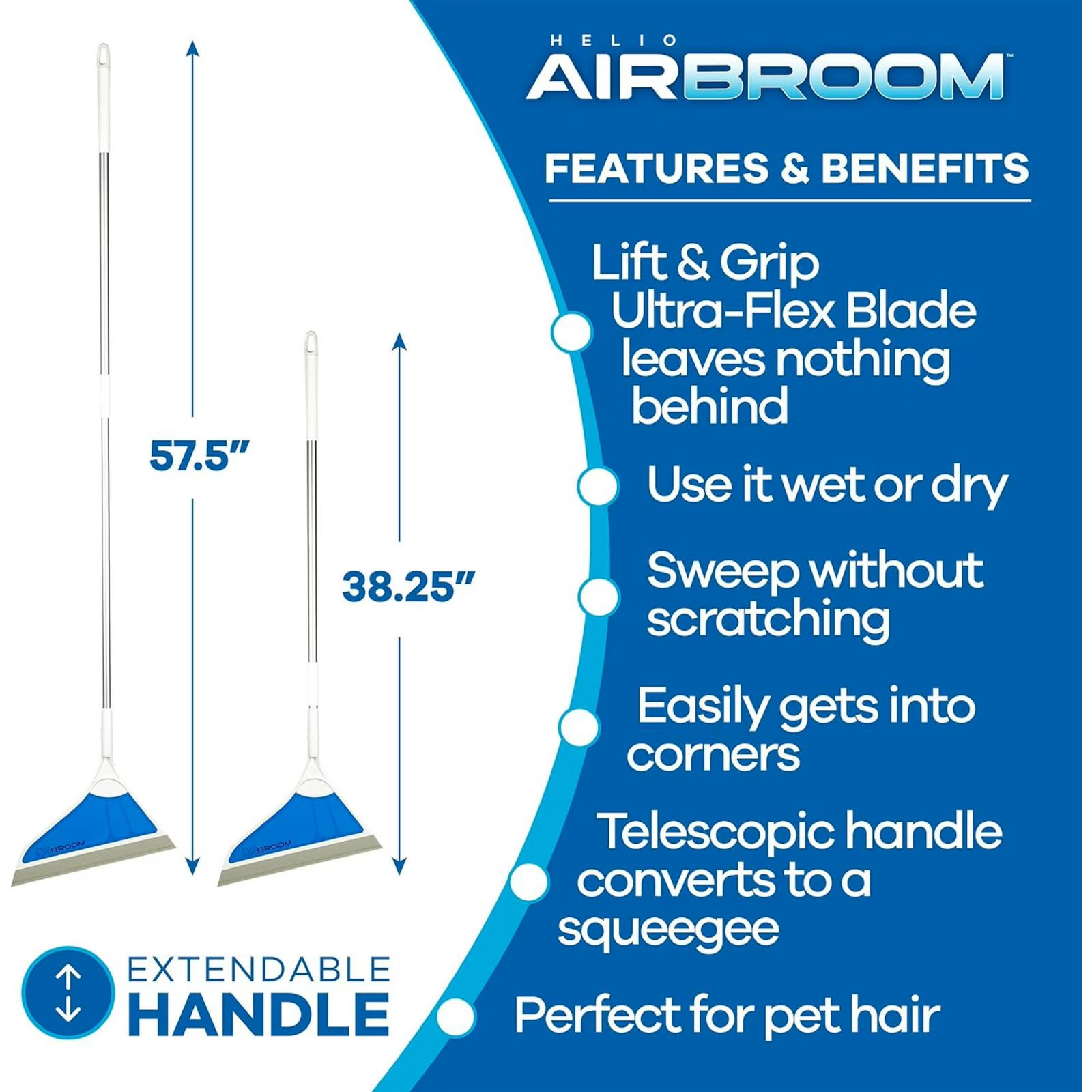 Helio Air Broom Silicone Broom Squeegee Pet Hair Remover Floor Sweeper