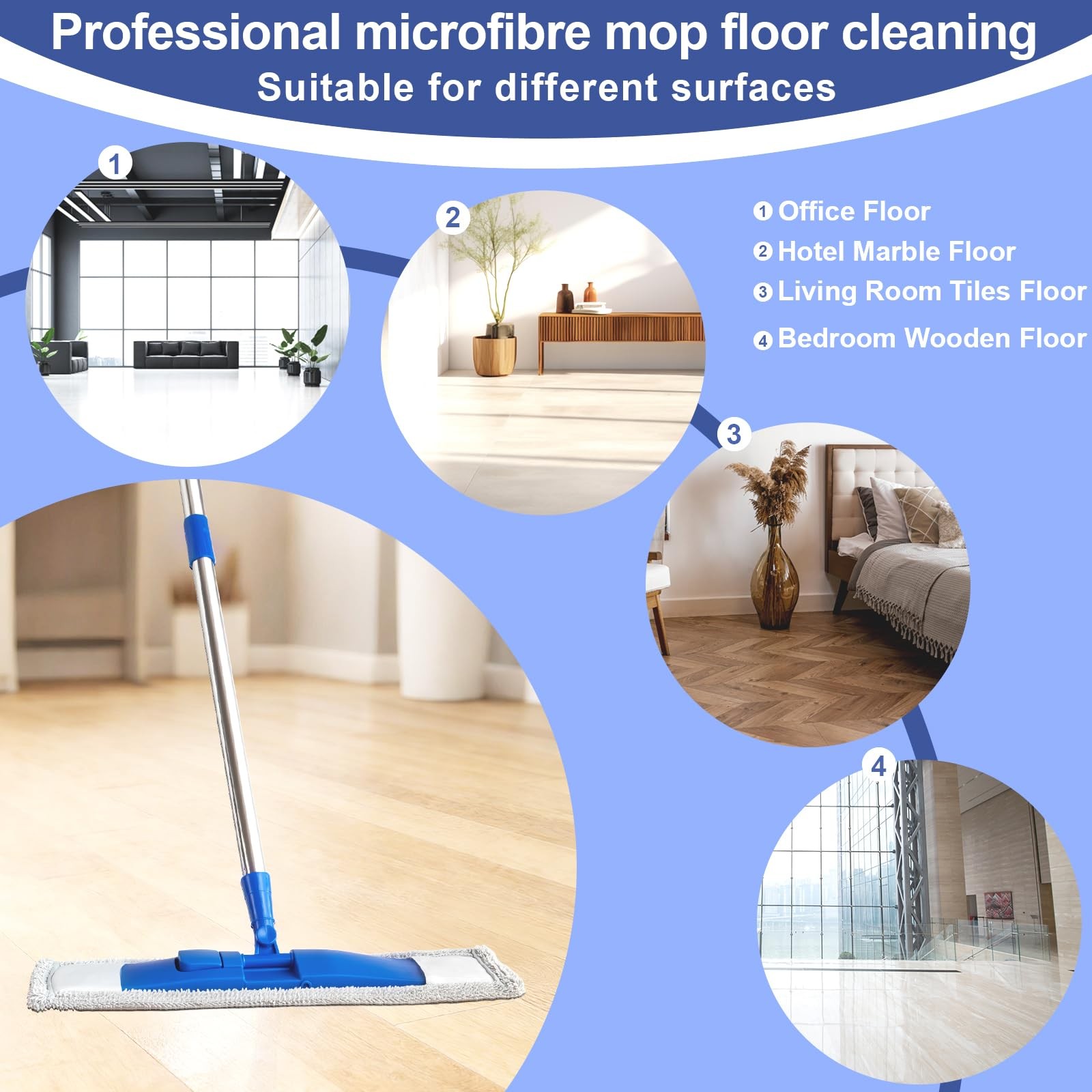 17″ Microfiber Mop for Hardwood Floor Cleaning,Mops with 50″ Stainless Steel …