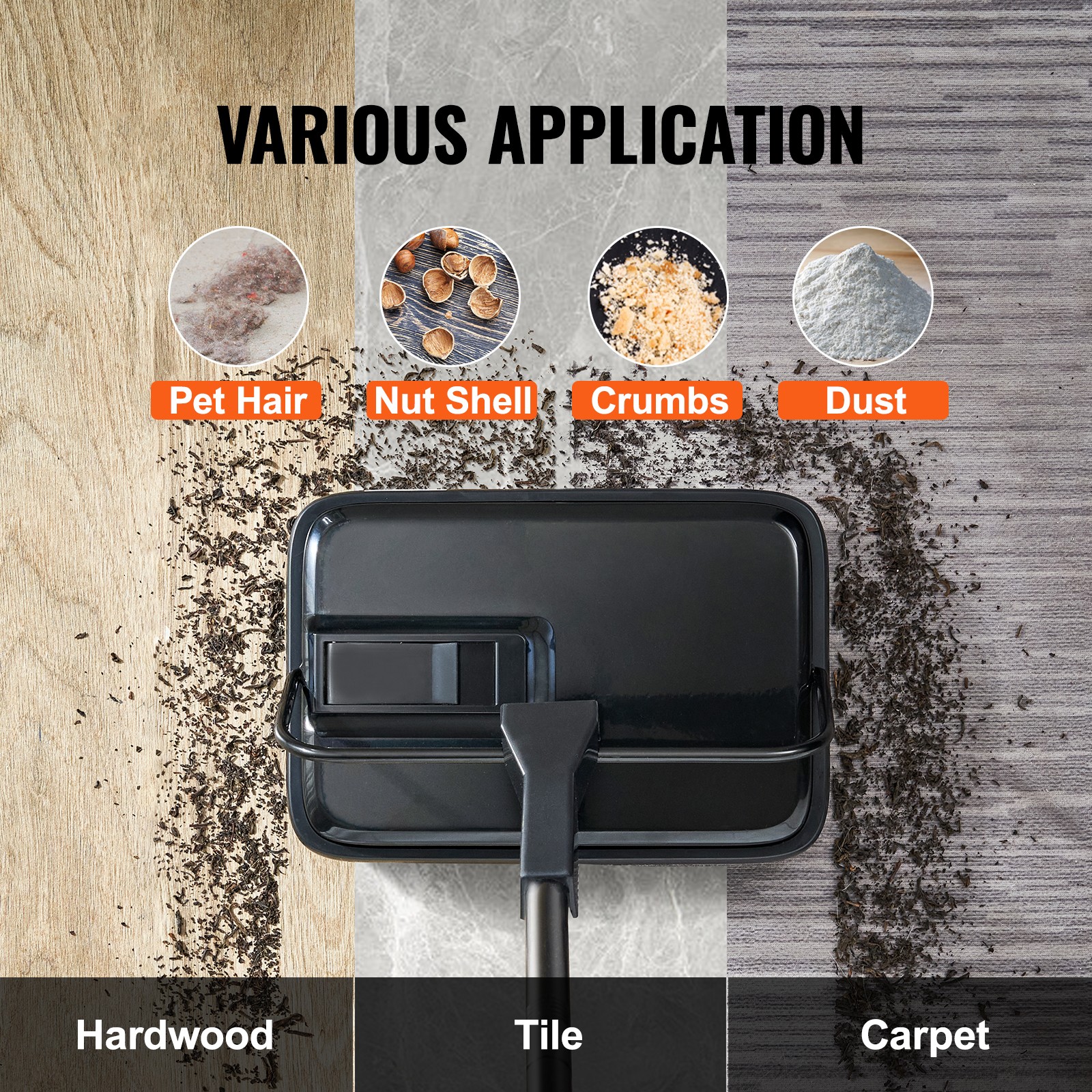 Manual Carpet Floor Sweeper Non Electric Pet Hair Cleaner Hardwood Rugs
