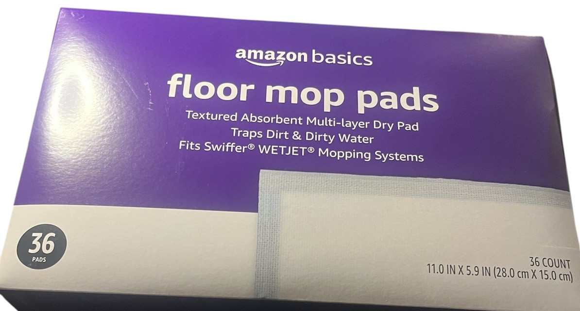 Amazon Basics Dry Floor Mop Pads, 36 Count (Previously Pack of 1, White