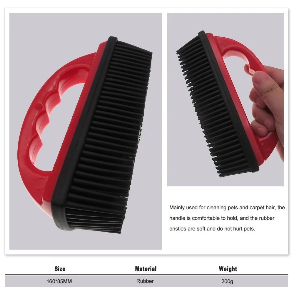 Rubber Bristle Hand Brush With Squeegee – Scrub Sweep & Clean Lint -RANDOM COLOR
