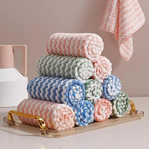 Microfiber Cleaning Cloth 12 15.7″x11.8″ – 12 pcs Mixed [Pink+blue+green]