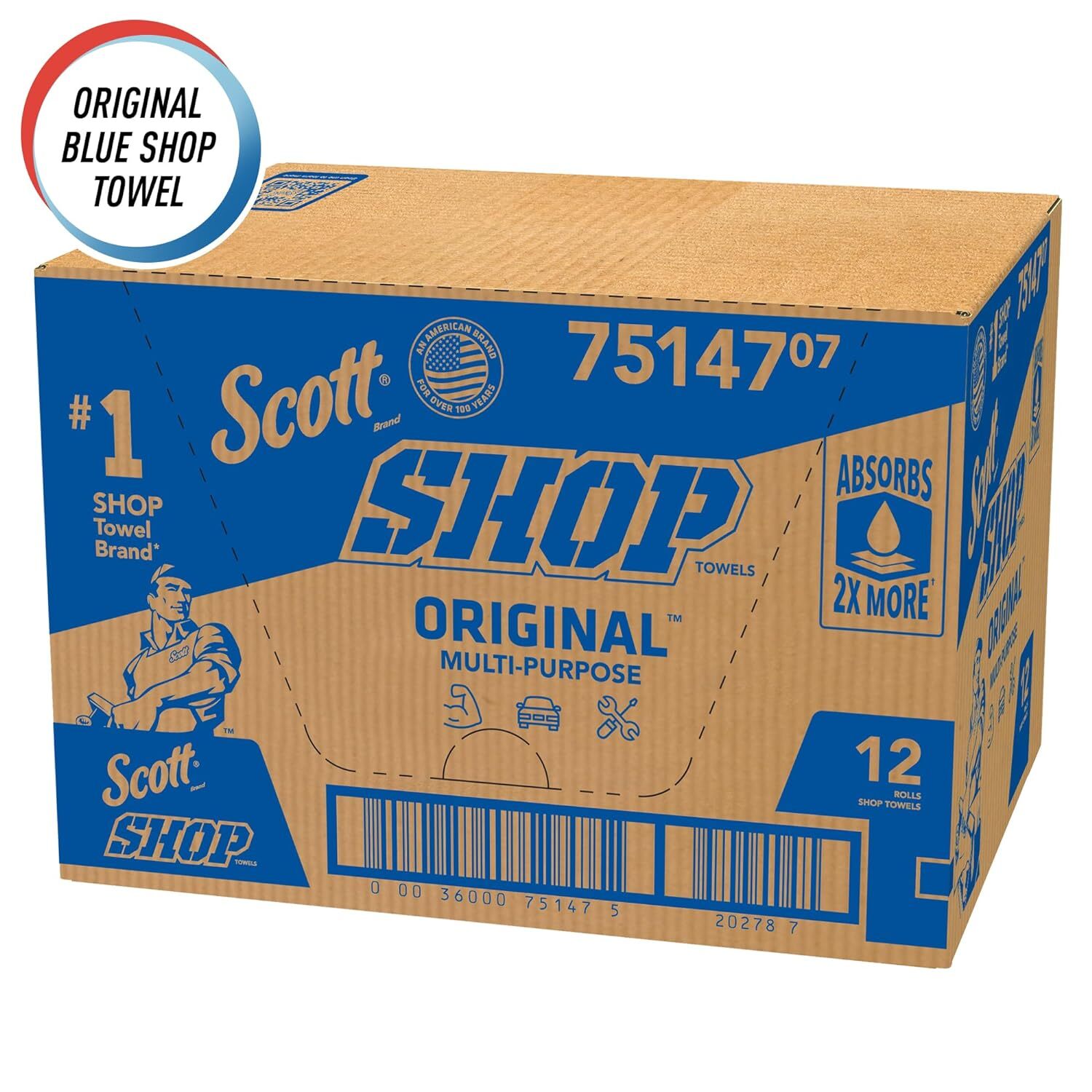 Scott Shop Towels Original (75130) Blue Shop Towels 1 Roll/Pack 12 Packs/Case US