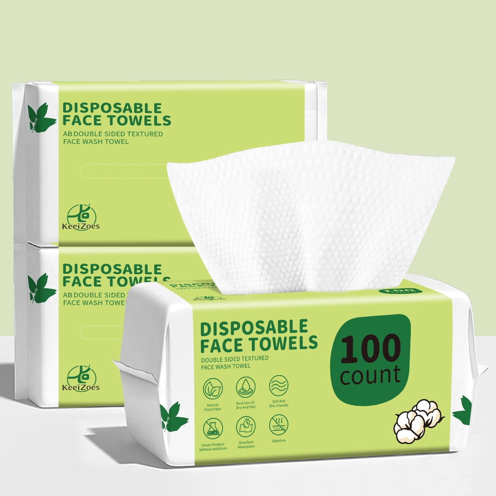 Disposable Face Towels 300 Count, Biodegradable Ultra 100 Count (Pack of 3)