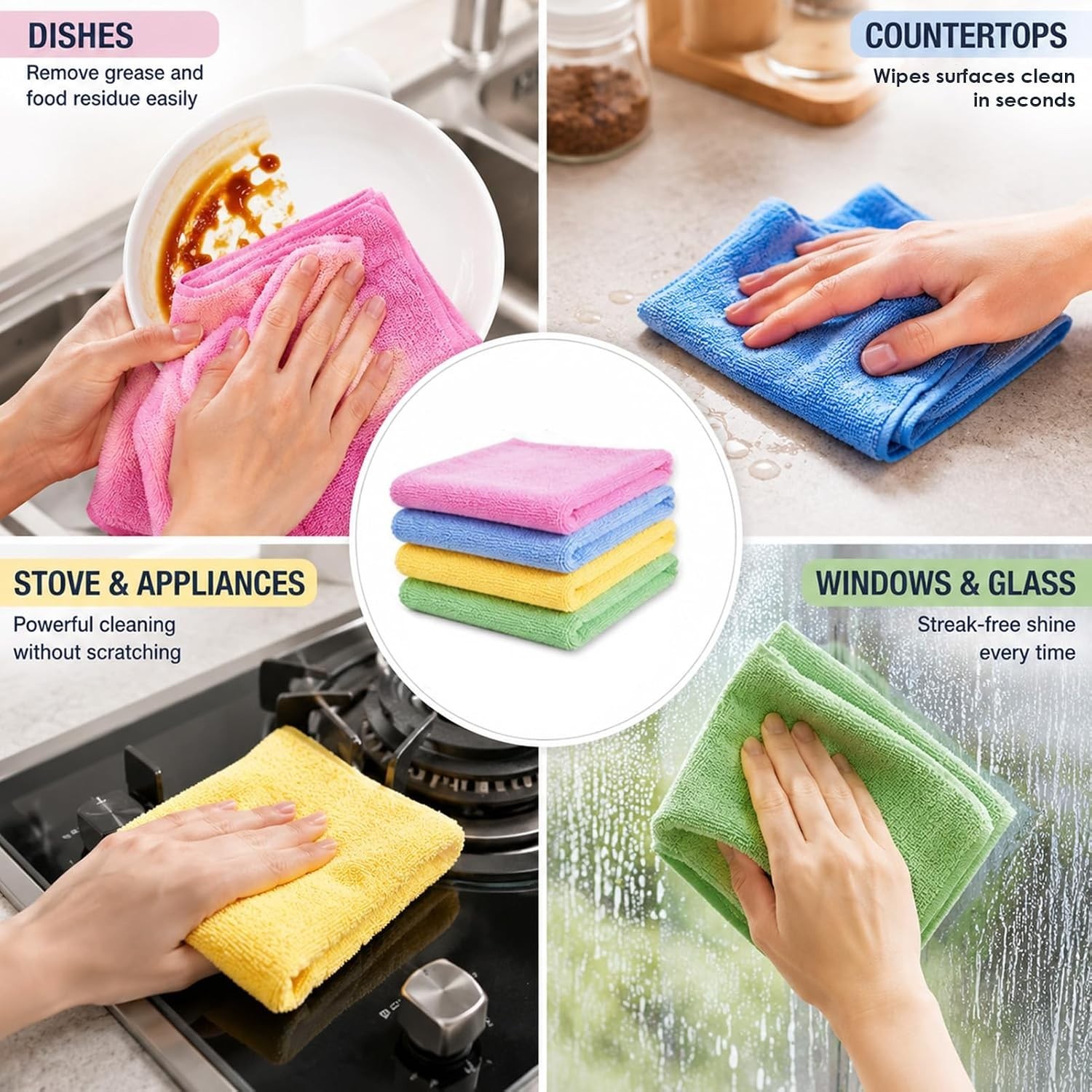 Microfiber Towels Bulk, Cleaning Cloths, Microfiber Towels for Cars, 15-PACK