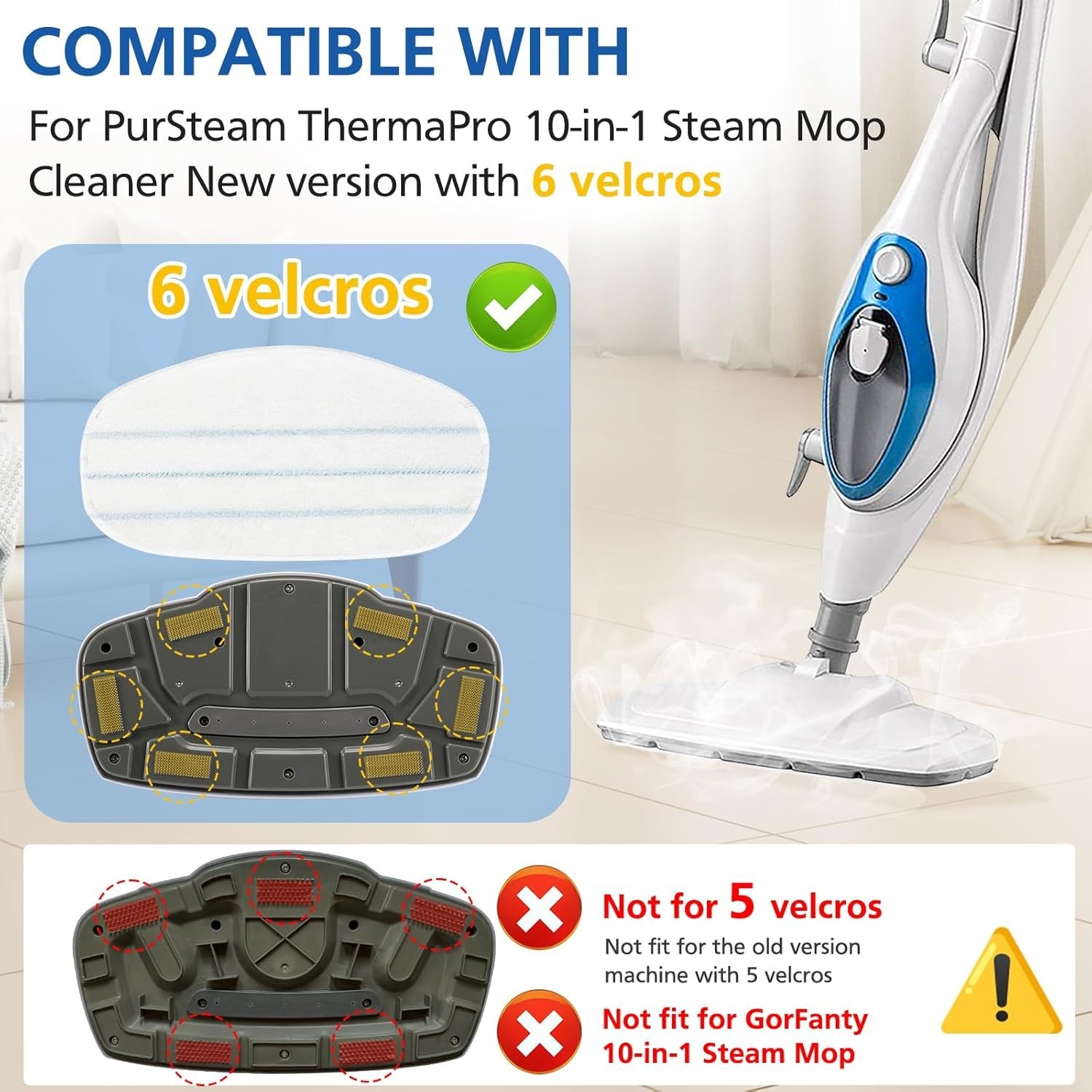 Soft Microfiber Mop Pads – 8 Pack Compatible with New PurSteam ThermaPro 10-in-1