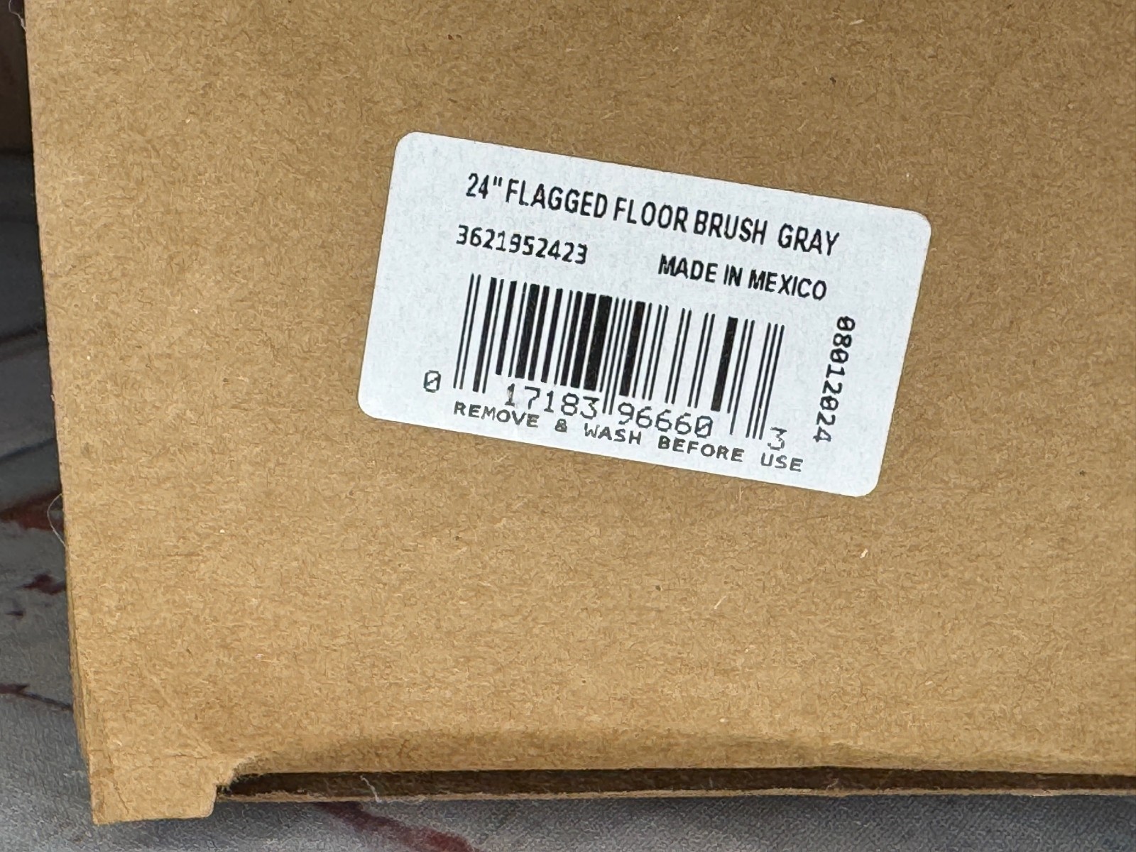 24 in. Polypropylene Broom Fine Sweep Flagged with 3 in. Trim Grey Gray