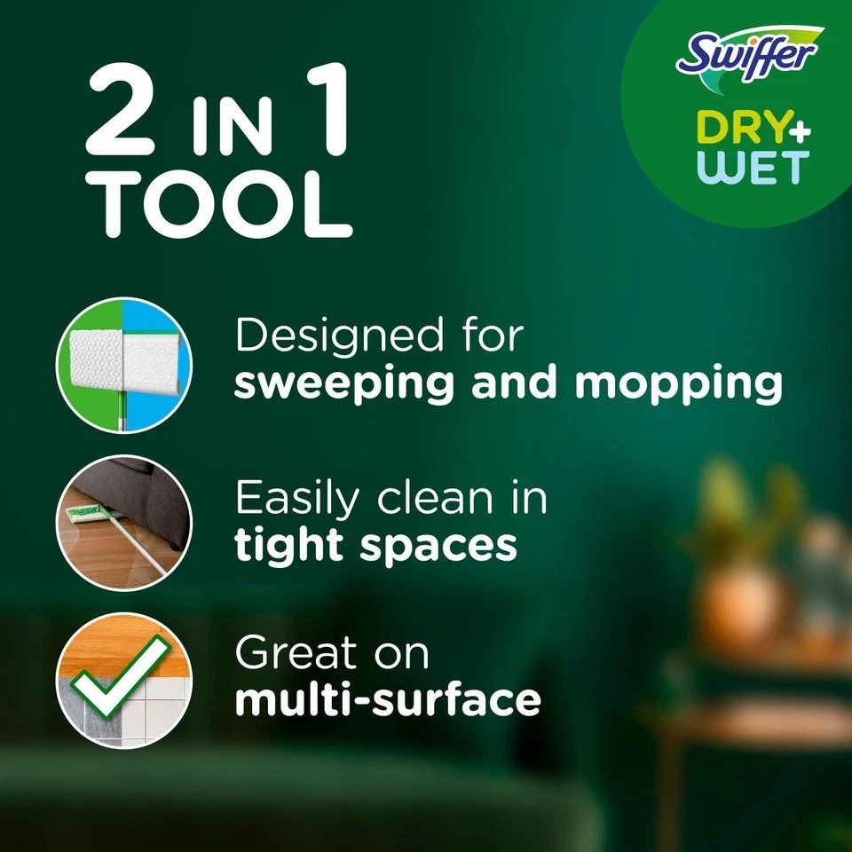 Swiffer Sweeper 2-in-1 Dry + Wet Floor Mopping and Sweeping Kit, 1 Kit