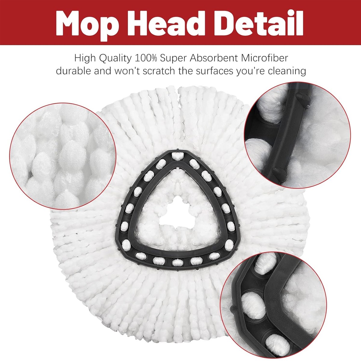 Replacement Microfiber Mop HEAD For O-Cedar Spin Mop Easy Clean Wring Refill kit